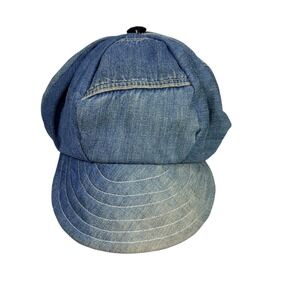 VTG 70s Patchwork Denim Newsboy Cap Reversible Paisley Baker Boy Hat Hippie Y2K
